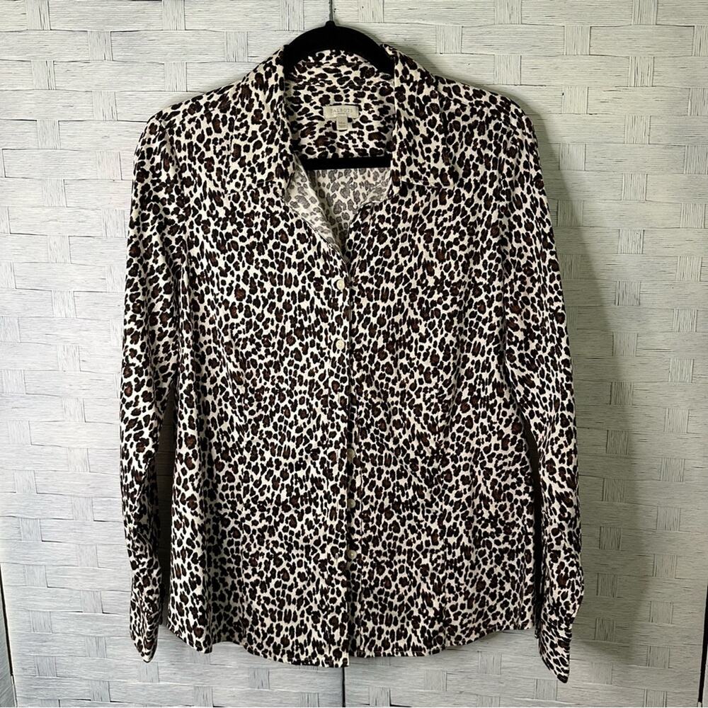 Talbots Leopard Print Button Down Long Sleeve Blo… - image 1